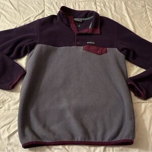Patagonia Purple and Gray Fleece Pullover